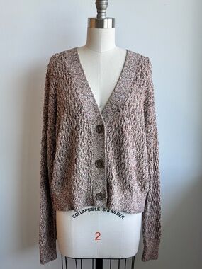 Veronica Beard 100% Cotton Multi-Color Textured Knit Cardigan - Size L